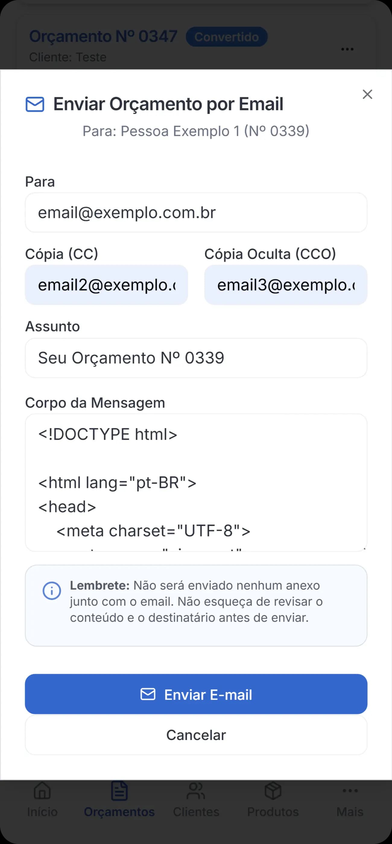 Tela de compartilhamento